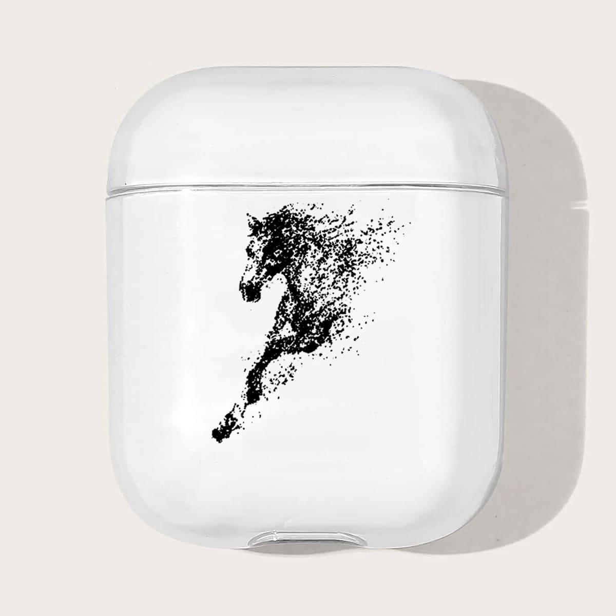 Прозрачный чехол для Airpods с узором лошади