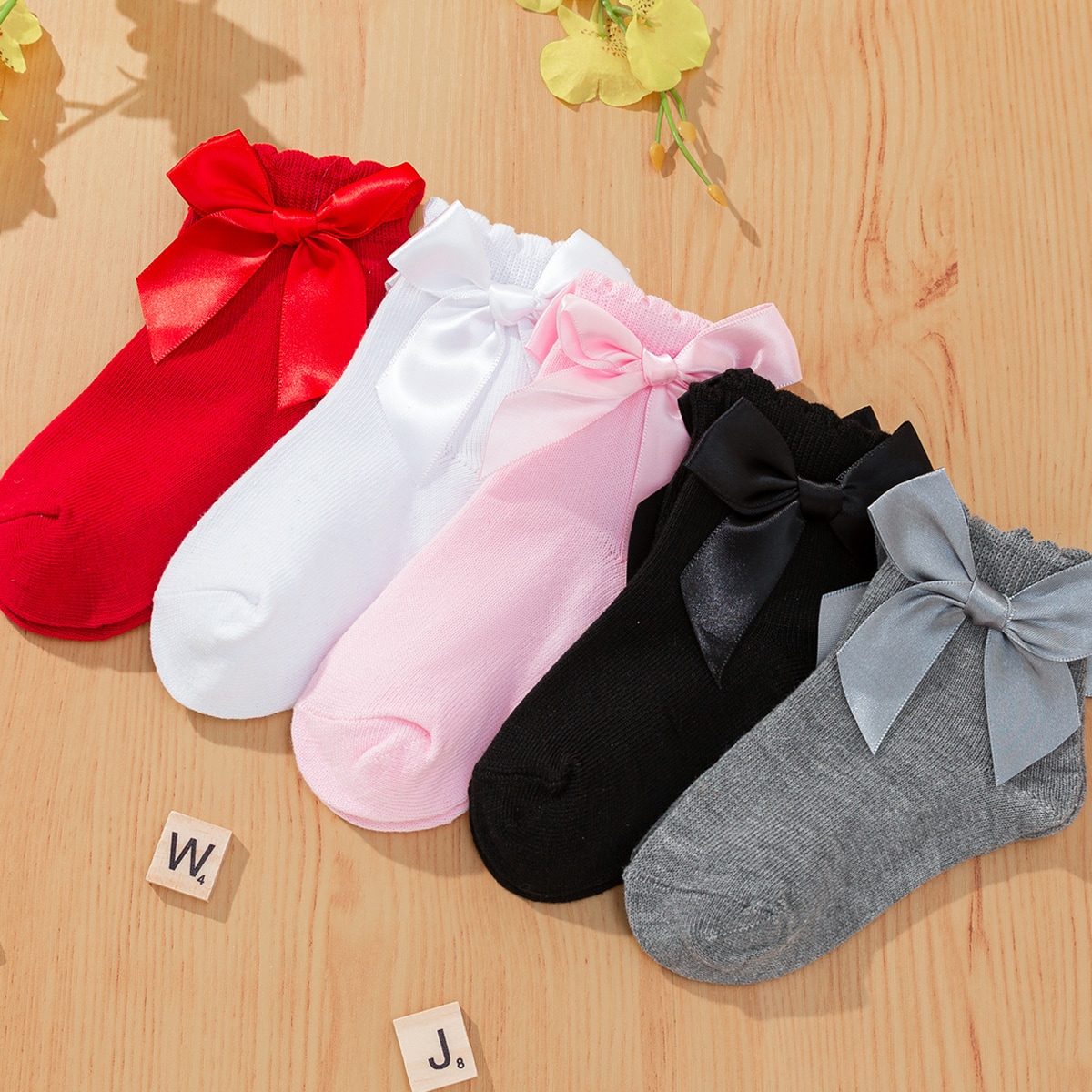   SheIn 5 пар Носки до середины голени с бантом для девочек