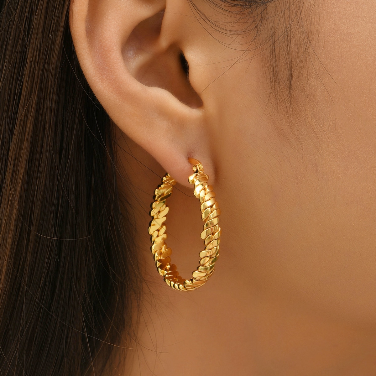 Серьги-кольца 18K Позолоченный