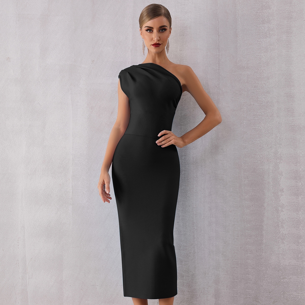   SheIn однотонное платье на одно плечо с молнией