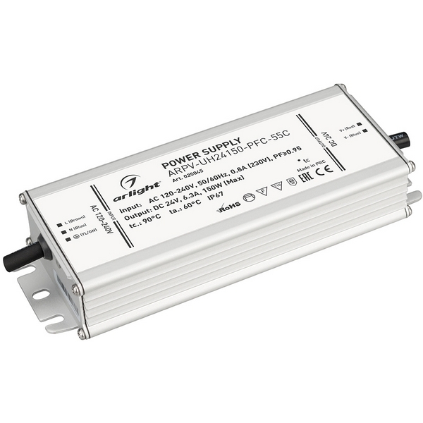 Блок питания ARPV-UH24150-PFC-55C (24V, 6.3A, 150W) (Arlight, IP67 Металл, 5 лет) 025045