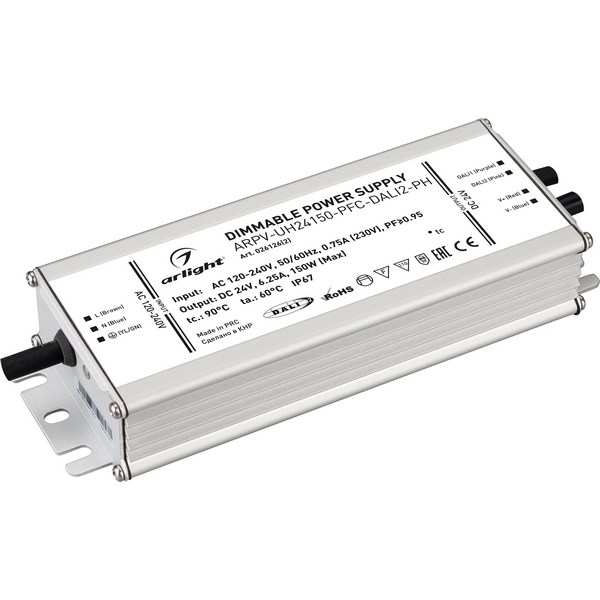 Блок питания ARPV-UH24150-PFC-DALI2-PH (24V, 6.3A, 150W) (Arlight, IP67 Металл, 7 лет) 026126(2)