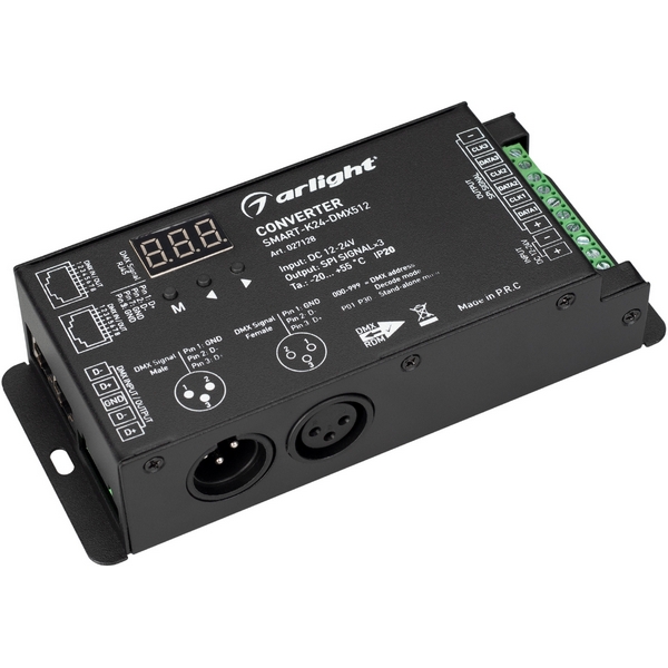 Конвертер SMART-K24-DMX512 (12-24V, SPI, 2.4G) (Arlight, IP20 Металл, 5 лет) 027128