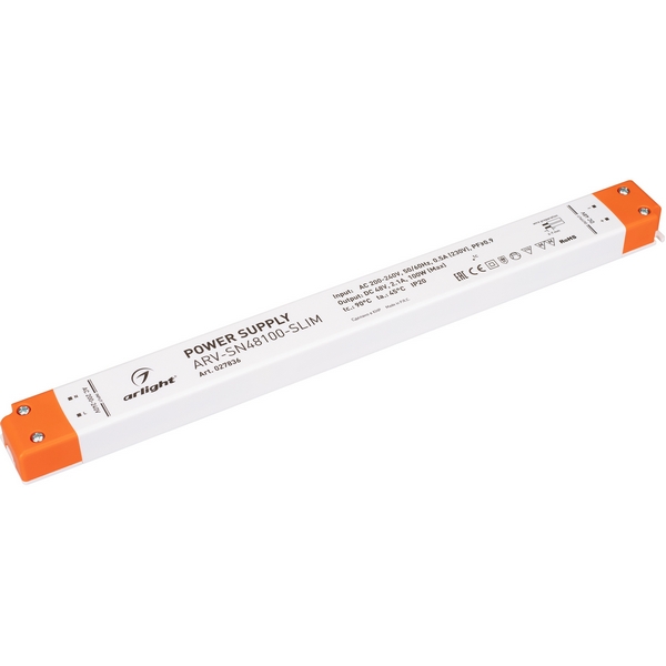 Блок питания ARV-SN48100-SLIM (48V, 2.1A, 100W, PFC) (Arlight, IP20 Пластик, 3 года) 027836