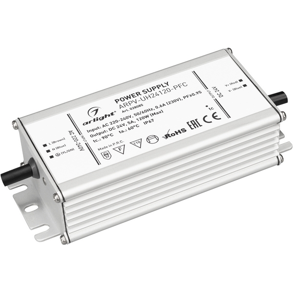 Блок питания ARPV-UH24120-PFC (24V, 5.0A, 120W) (Arlight, IP67 Металл, 7 лет) 028085