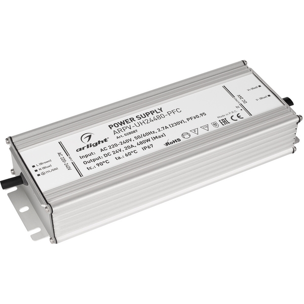 Блок питания ARPV-UH24480-PFC (24V, 20A, 480W) (Arlight, IP67 Металл, 7 лет) 028087