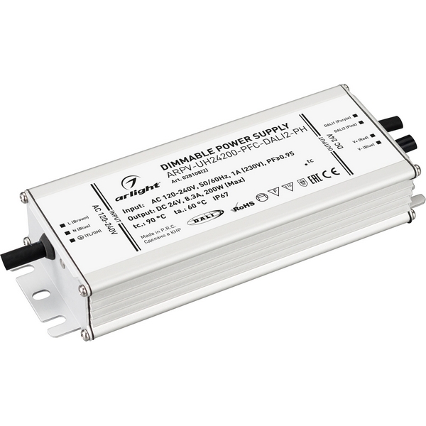 Блок питания ARPV-UH24200-PFC-DALI2-PH (24V, 8.3A, 200W) (Arlight, IP67 Металл, 7 лет) 028108(2)