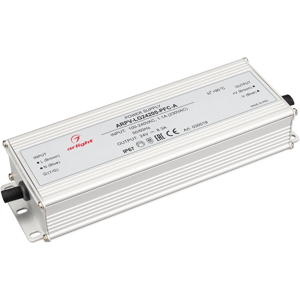 Блок питания ARPV-LG24200-PFC-A (24V, 8.3A, 200W) (Arlight, IP67 Металл, 5 лет) 030019