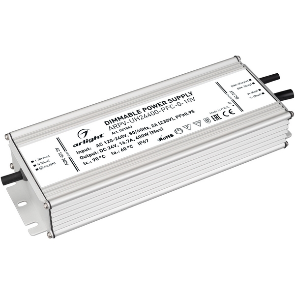 Блок питания ARPV-UH24400-PFC-0-10V (24V, 16.7A, 400W) (Arlight, IP67 Металл, 7 лет) 031043