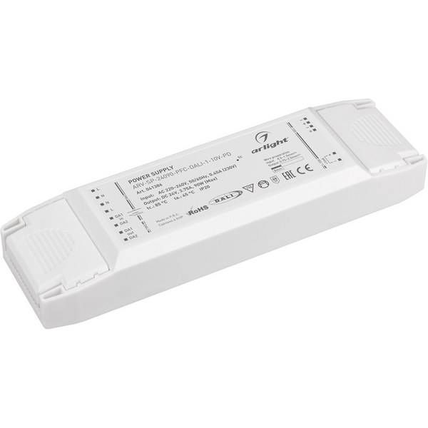 Блок питания ARV-SP-24090-PFC-DALI-1-10V-PD (24V, 3.75A, 90W) (Arlight, IP20 Пластик, 5 лет) 041386