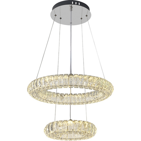 Подвесной светодиодный светильник Escada Royal 619/S LED 80Вт, 3000К-6000К, Ra>80, ПДУ, изменение цветовой температуры, металл/хрусталь, хром/прозрачный