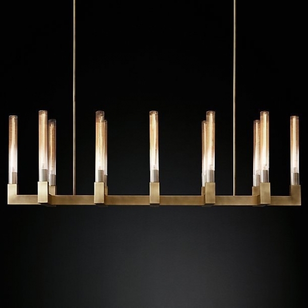 Подвесная люстра Rh Canelle Linear Chandelier 12 Modern Brass ImperiumLoft 40,1549 (84598-22)