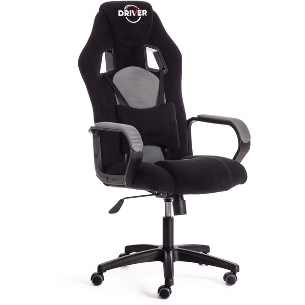 Игровые кресла Кресло (22) флок/ткань, черный/серый, 35/TW-12 Tetchair DRIVER 19290