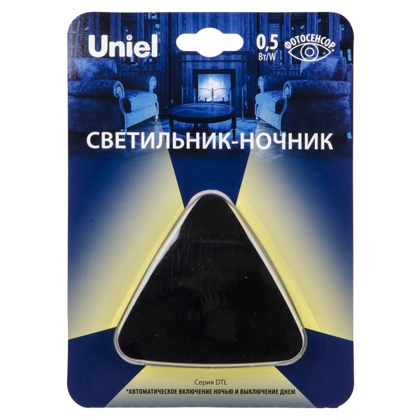 Ночник светодиодный с датчиком освещенности DTL-320 Треугольник/Black/Sensor Uniel