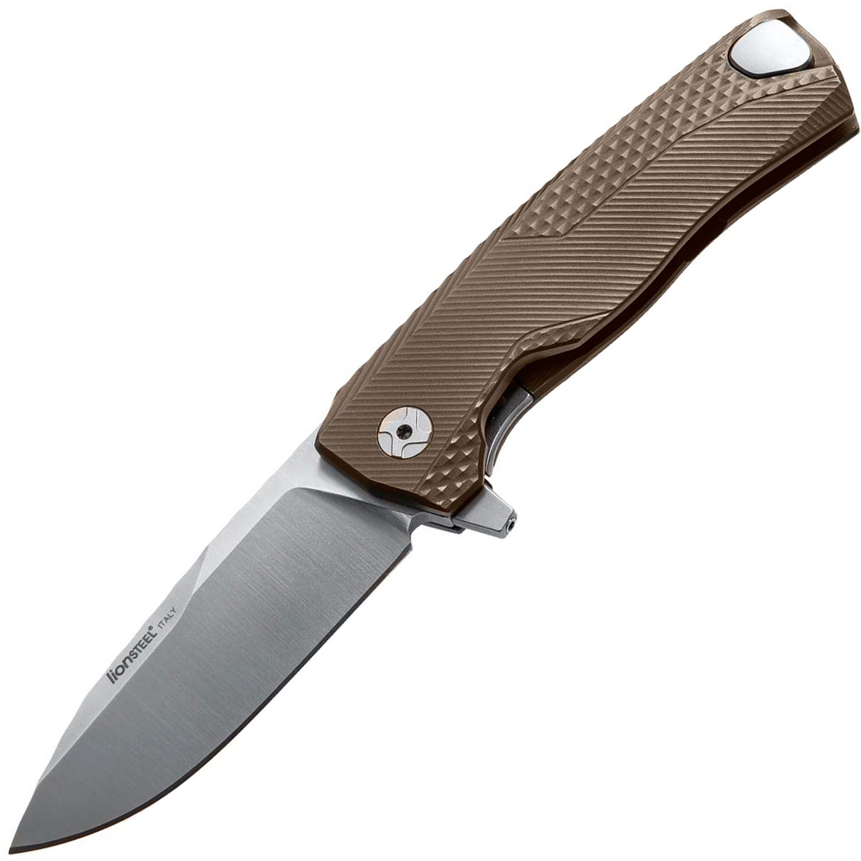 Нож складной LionSteel ROK B, сталь Bhler M390 Satin Finish, рукоять титан, бронзовый цвет