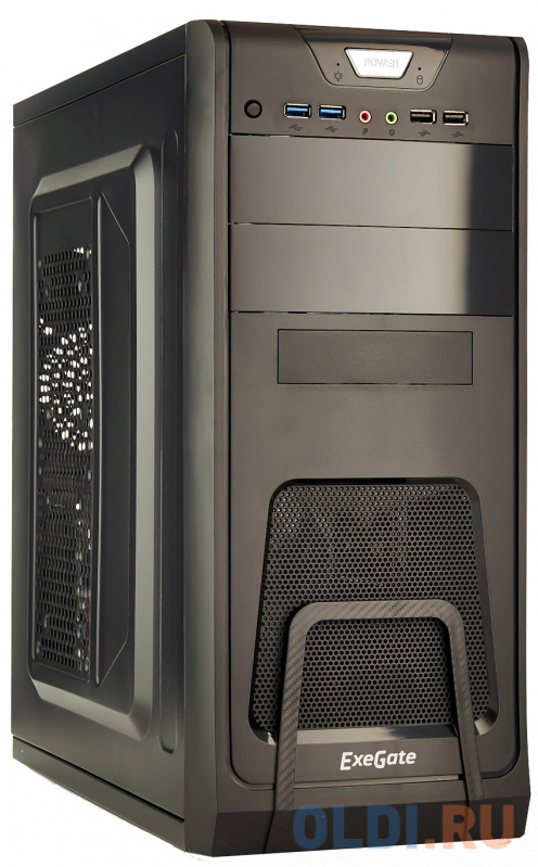 Exegate EX278390RUS Корпус Miditower Exegate CP-603 Black, ATX, <CP350W, 80mm>, 2*USB+2*USB3.0, Audio