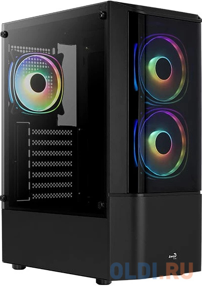 Корпус MidTower AeroCool Quantum-G-BK-v2 (черный) без Б/п,  ATX 3FRGB Fan on front panel