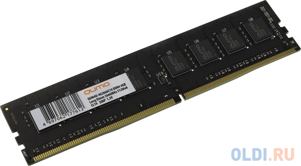 Оперативная память 4Gb (1x4Gb) PC4-21300 2666MHz DDR4 DIMM CL19 QUMO QUM4U-4G2666C19