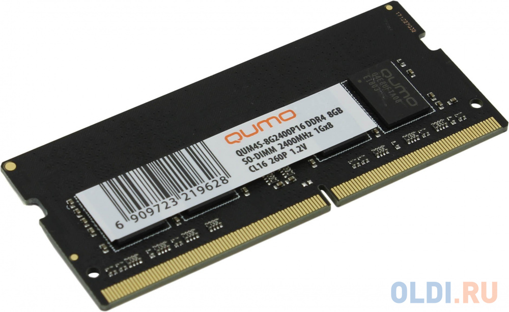 Оперативная память для ноутбука 8Gb (1x8Gb) PC4-19200 2400MHz DDR4 SO-DIMM CL16 QUMO QUM4S-8G2400P16