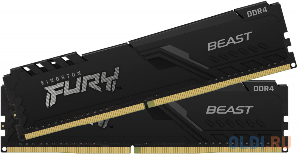 Оперативная память для компьютера Kingston FURY Beast Black DIMM 16Gb DDR4 3733 MHz KF437C19BBK2/16