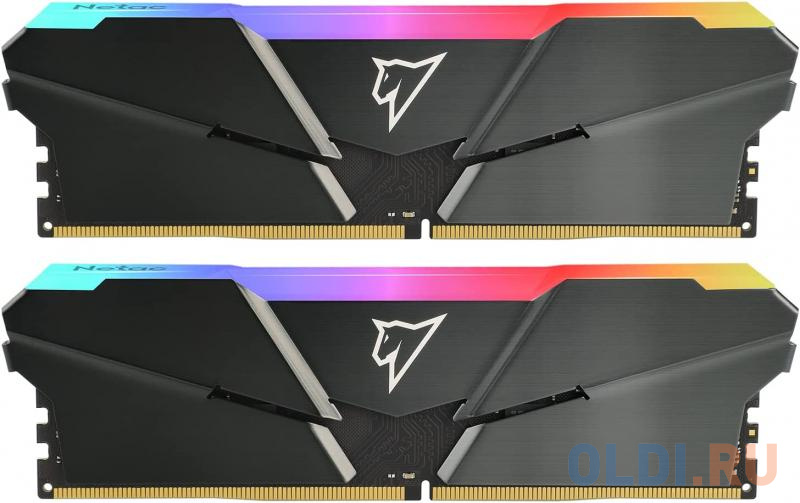 Модуль памяти DDR 4 DIMM 16Gb (8Gbx2) PC21300, 2666Mhz, Netac Shadow NTSRD4P26DP-16E, RGB, C19 Grey, с радиатором