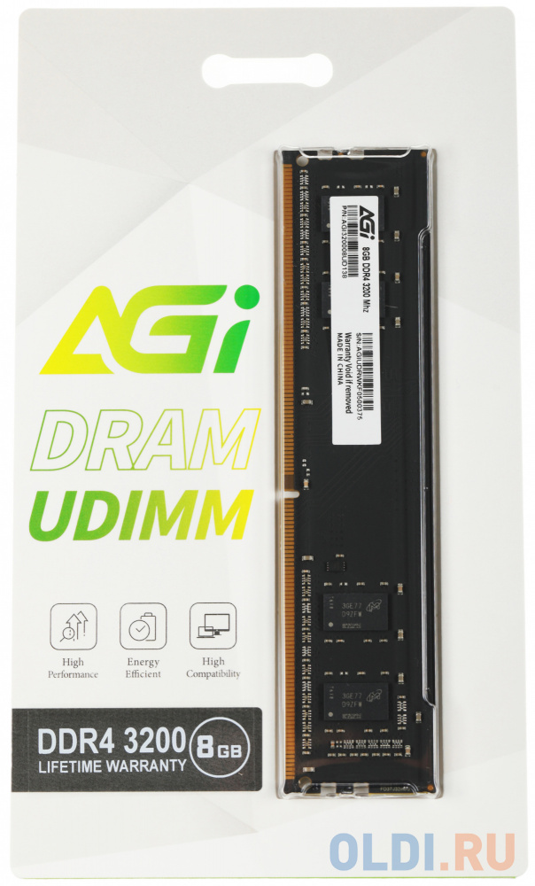 Оперативная память для компьютера AGI AGI320008UD138 DIMM 8Gb DDR4 3200 MHz AGI320008UD138