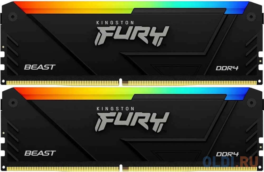 Оперативная память для компьютера Kingston Fury Beast RGB DIMM 16Gb DDR4 2666 MHz KF426C16BB2AK2/16