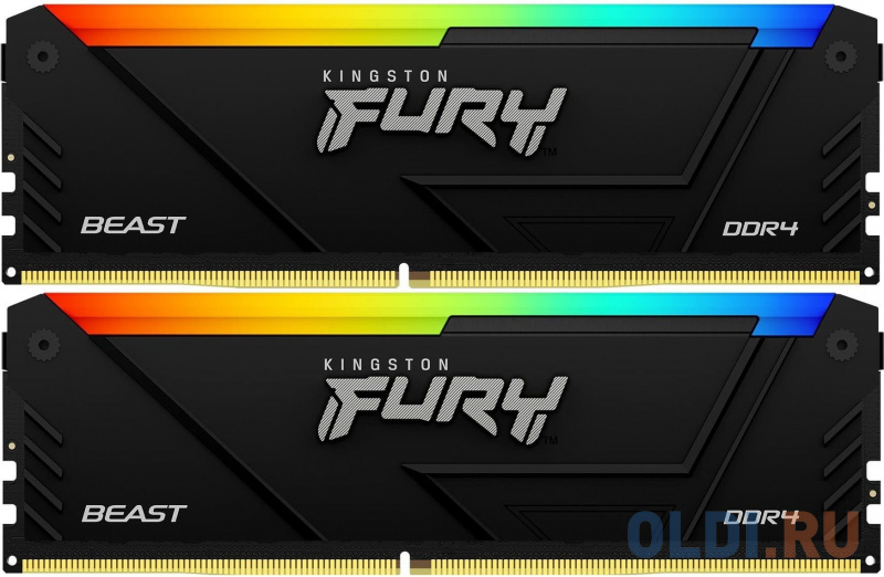 Оперативная память для компьютера Kingston Fury Beast RGB DIMM 16Gb DDR4 3600 MHz KF436C17BB2AK2/16