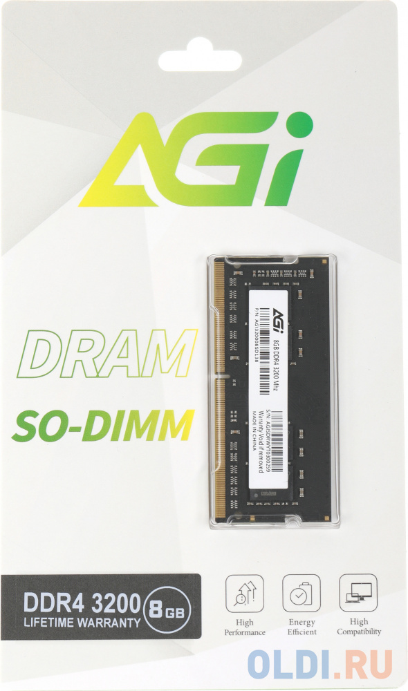 Память DDR4 8GB 3200MHz AGi AGI320008SD138 SD138 OEM PC4-25600 SO-DIMM 260-pin OEM