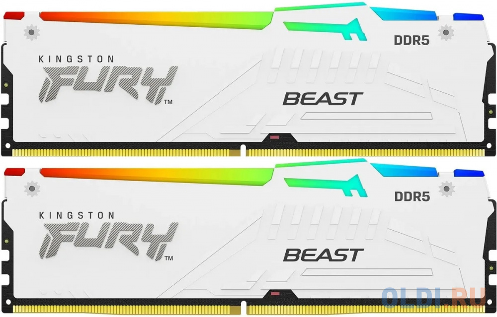 Оперативная память для компьютера Kingston Fury Beast White RGB DIMM 64Gb DDR5 5600 MHz KF556C36BWEAK2-64