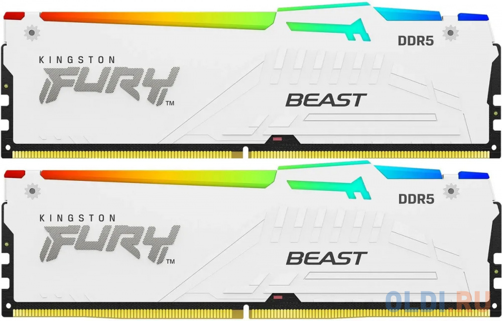 Оперативная память для компьютера Kingston Fury Beast White RGB DIMM 32Gb DDR5 5600 MHz KF556C40BWAK2-32