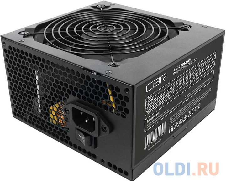 Блоки питания CBR  ОЛДИ Блок Питания CBR ATX 450W 80+ Bronze, APFC, 0.6mm, 20+4pin, 1*8-pin(4+4P), 1*6+2pin, 4*SATA, 2*IDE, 12cm fan, 1.5м кабель питания, черный [PSU-ATX450-