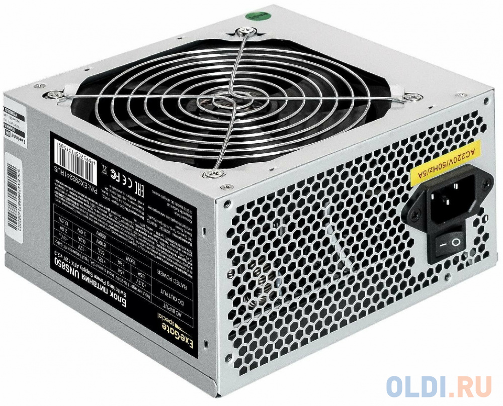 Блок питания 850W ExeGate UNS850 (ATX, 12cm fan, 24pin, 2x(4+4)pin, 2xPCI-E, 5xSATA, 3xIDE)