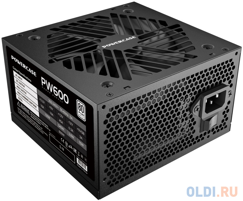 Powercase PW600 (80 Plus, ATX 2.31, 600W, APFC, DC-DC, 120mm Fan) / PS-600W-DC