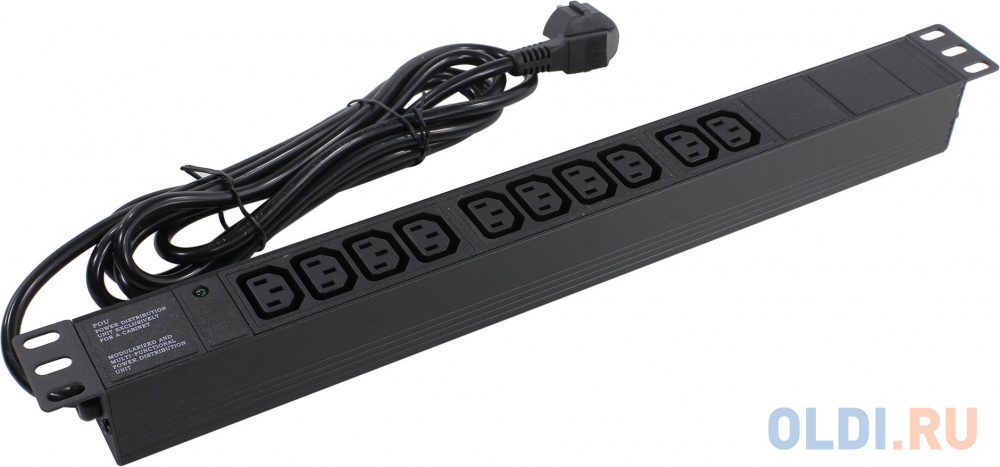 Exegate EX280863RUS Блок розеток ExeGate ServerPro PDU-19H005 Al-10C13-EU3, 19",1U,алюм, 10 IEC 320 C13, евровилка, 3м