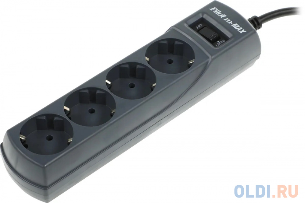 Surge protector Pilot m Max 4 euro outlets, 15А/3.3кВа, 3m, black