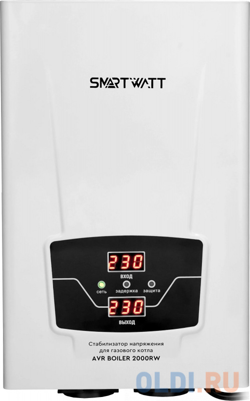 Удлинители  ОЛДИ Стабилизатор напряжения для газового котла SMARTWATT AVR BOILER 2000RW (140W - 260W, 2000VA, 2 кВт, 50 Гц, розеток - 2,