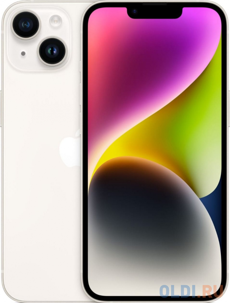 Смартфоны Apple Смартфон Apple iPhone 14 A2884 128Gb 6Gb сияющ.зв. 3G 4G 6.1" OLED 1170x2532 iOS 16 12Mpix 802.11 a/