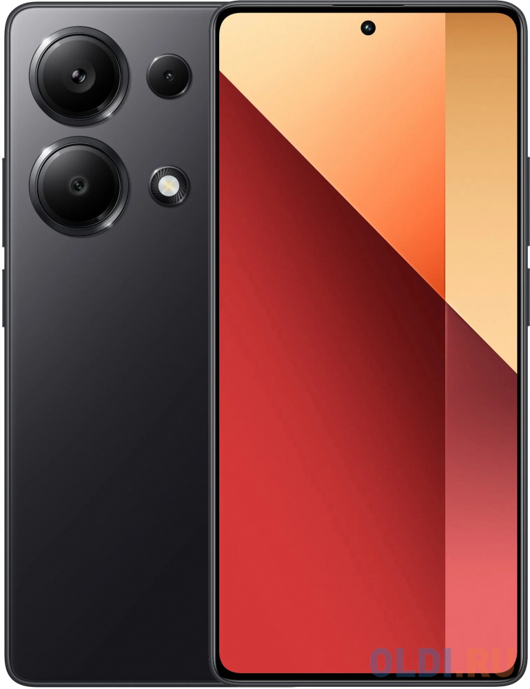 Смартфоны Xiaomi  ОЛДИ Redmi Note 13 Pro Midnight Black (23117RA68G), 16,9 cm (6.67") 20:9 2400 x 1080, 2х2.8 ГГц + 6х2.0 ГГц, 8 Core, 8 GB, 256 GB, 200 МП/16Mpix, 2 Si