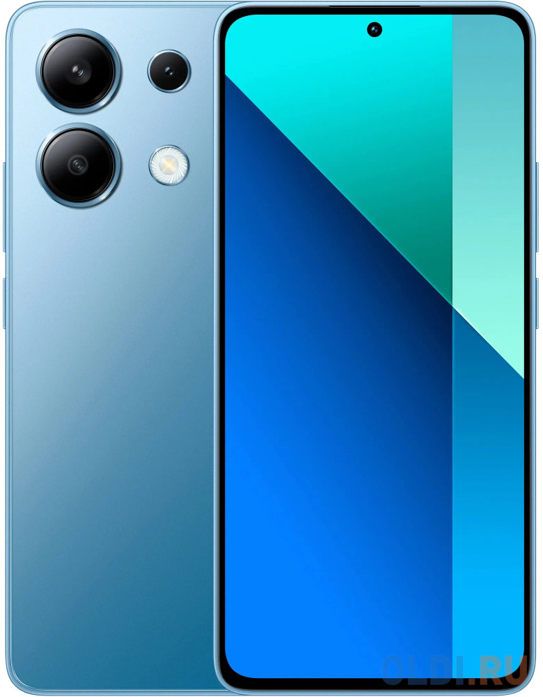 Смартфоны Xiaomi Redmi Note 13 Ice Blue (23124RA7EO), 16,9 cm (6.67") 20:9 2400 x 1080, 4 x 2.8 ГГц + 4 x 1.9 ГГц, 8 Core, 8 GB, 128 GB, 108 МП+ 8 МП + 2 МП/16Mpi