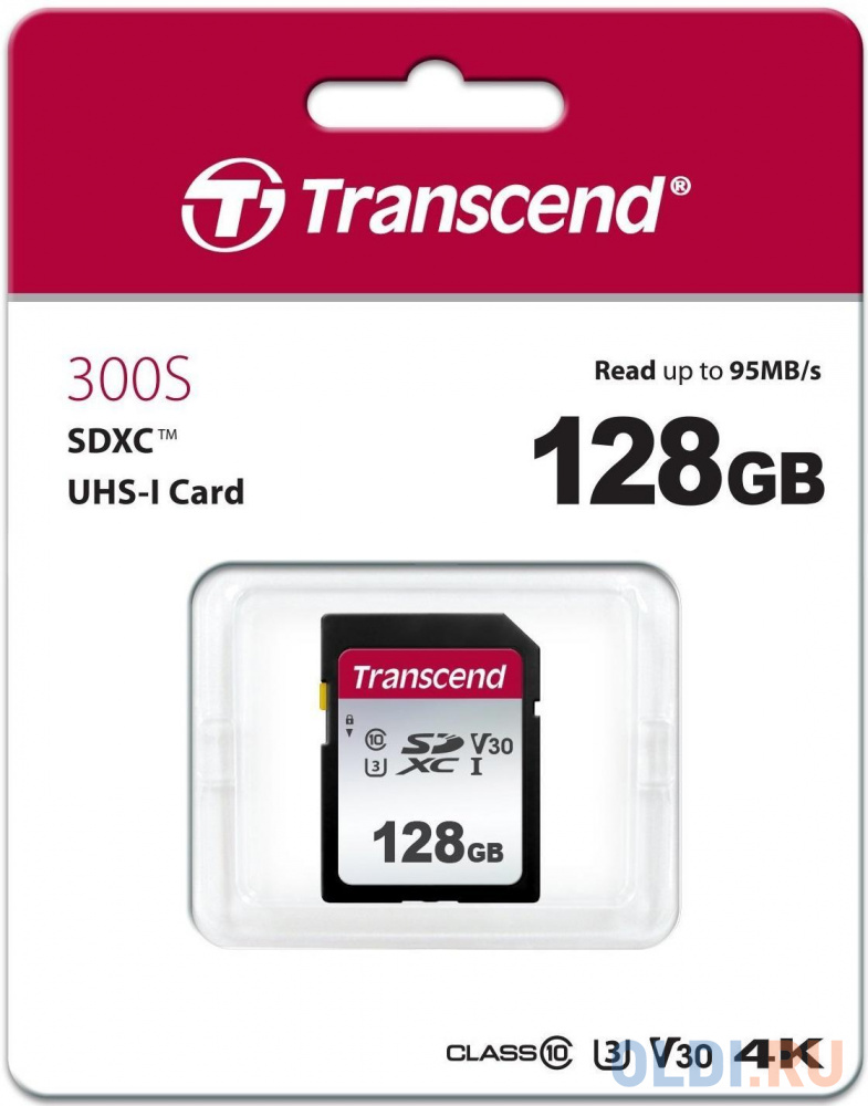   ОЛДИ Флеш карта SDXC 128Gb Class10 Transcend TS128GSDC300S w/o adapter