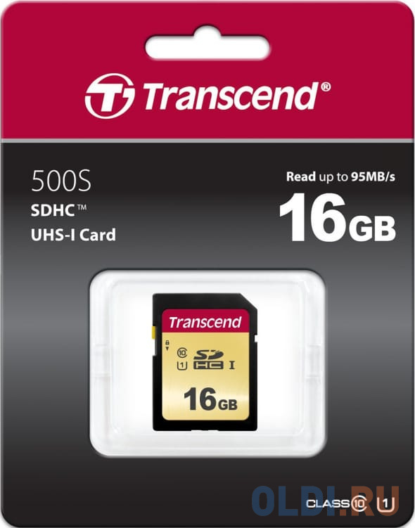   ОЛДИ Карта памяти SDHC 16GB Transcend Class10 UHS-I U1SDC500S (MLC) (TS16GSDC500S)