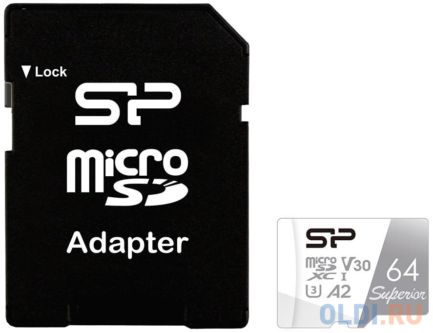 Флеш карта microSD 64GB Silicon Power Superior Pro A2 microSDXC Class 10 UHS-I U3 Colorful 100/80 Mb/s (SD адаптер)