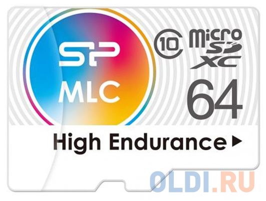   ОЛДИ Флеш карта microSD 64GB Silicon Power High Endurance microSDXC Class 10 UHS-I U3 (SD адаптер), MLC