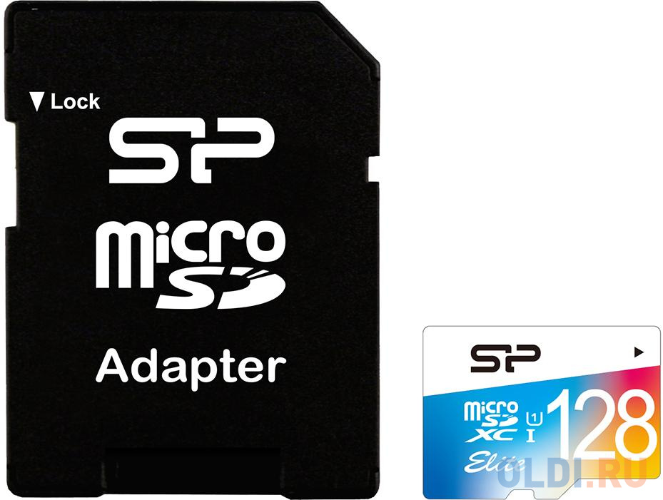  Флеш карта microSDXC 128Gb Class10 Silicon Power SP128GBSTXBU1V21SP + adapter Card Reader