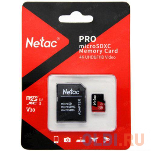 Netac MicroSD card P500 Extreme Pro 32GB, retail version w/SD adapter