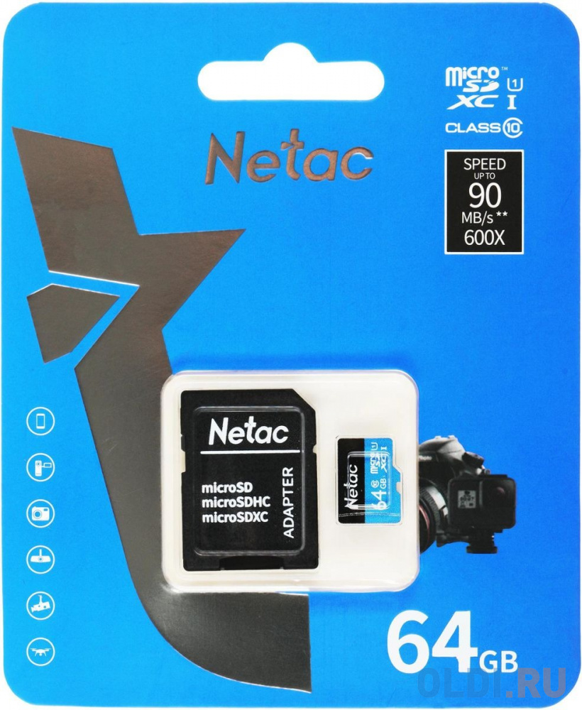 Карта памяти microSDXC 64 ГбGb Netac P500 ECO