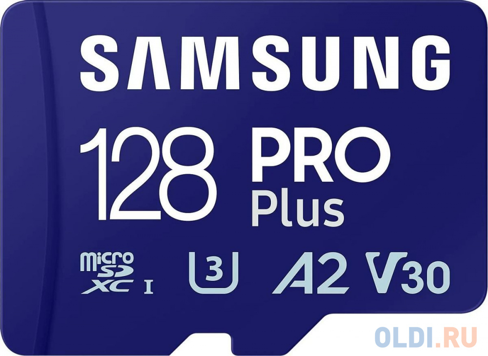 Флеш карта microSDXC 128GB Samsung PRO Plus Class 10, A2, V30, UHS-I (U3), W 130 МБ/с, R 180 МБ/с, <MB-MD128SA/EU> адаптер на SD