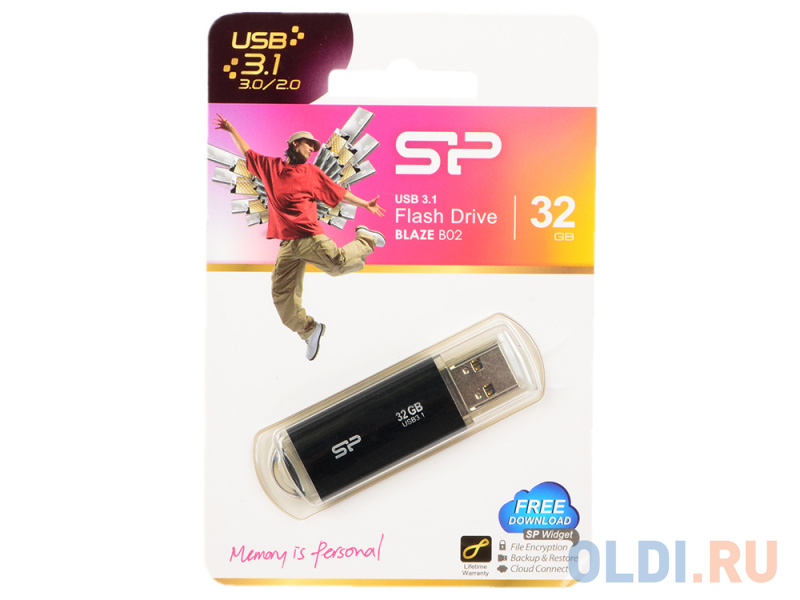 Внешний накопитель 32GB USB Drive USB 3.0 Silicon Power Blaze B02 Black (SP032GBUF3B02V1K)