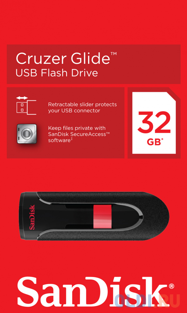 Внешний накопитель 32GB USB Drive  USB 2.0 SanDisk Cruzer Glide (SDCZ60-032G-B35)